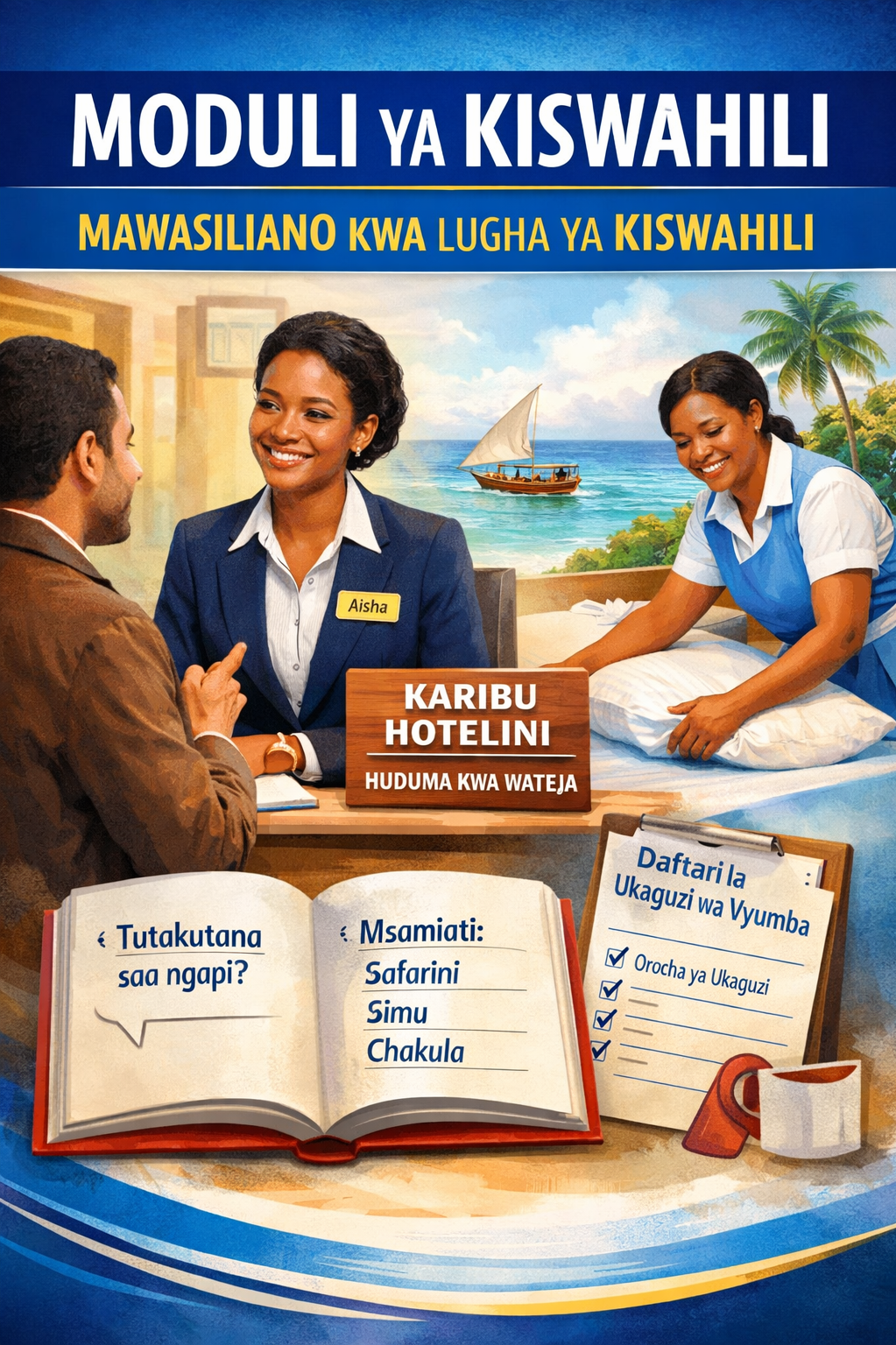 Moduli hii inalenga kumpa mwanafunzi uwezo wa kufanya mawasiliano nafuu katika Kiswahili akitumia vizuriherufi za Kiswahili katika maandishi na mazungumzo, msamiati wa Kiswahili katika maandishi na mazungumzo kimsingi na mwishowe kutumia kimazungumzo na kimaandishi aina za maneno ya lugha ya kiswahli.